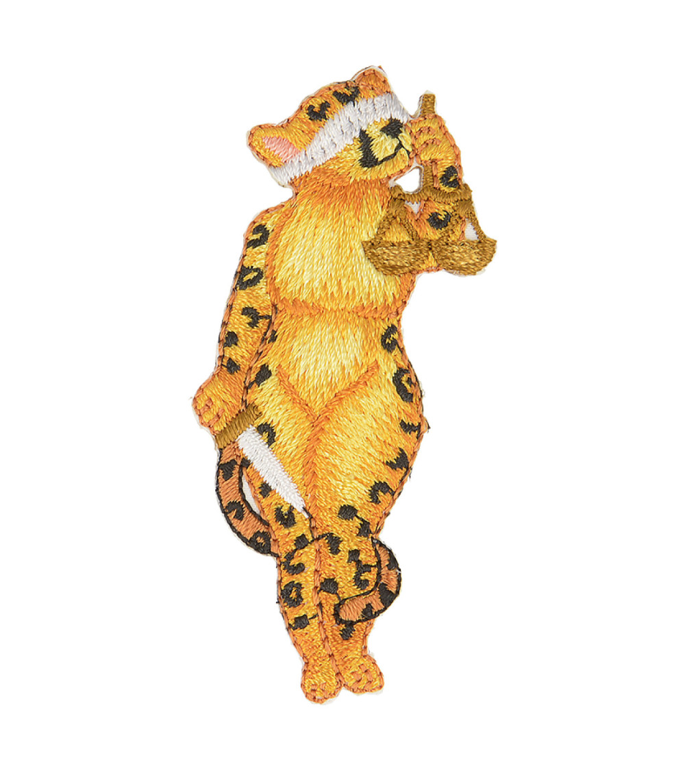 Set of 3 iron-on animal patches panther statue 6.5cm x 3.5cm