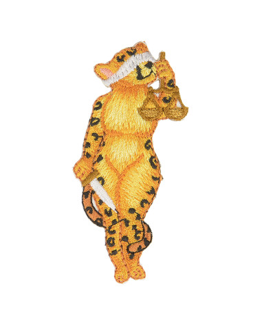 Set of 3 iron-on animal patches panther statue 6.5cm x 3.5cm