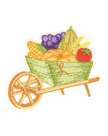 Set of 3 autumn wheelbarrow iron-on patches 5cm x 4cm