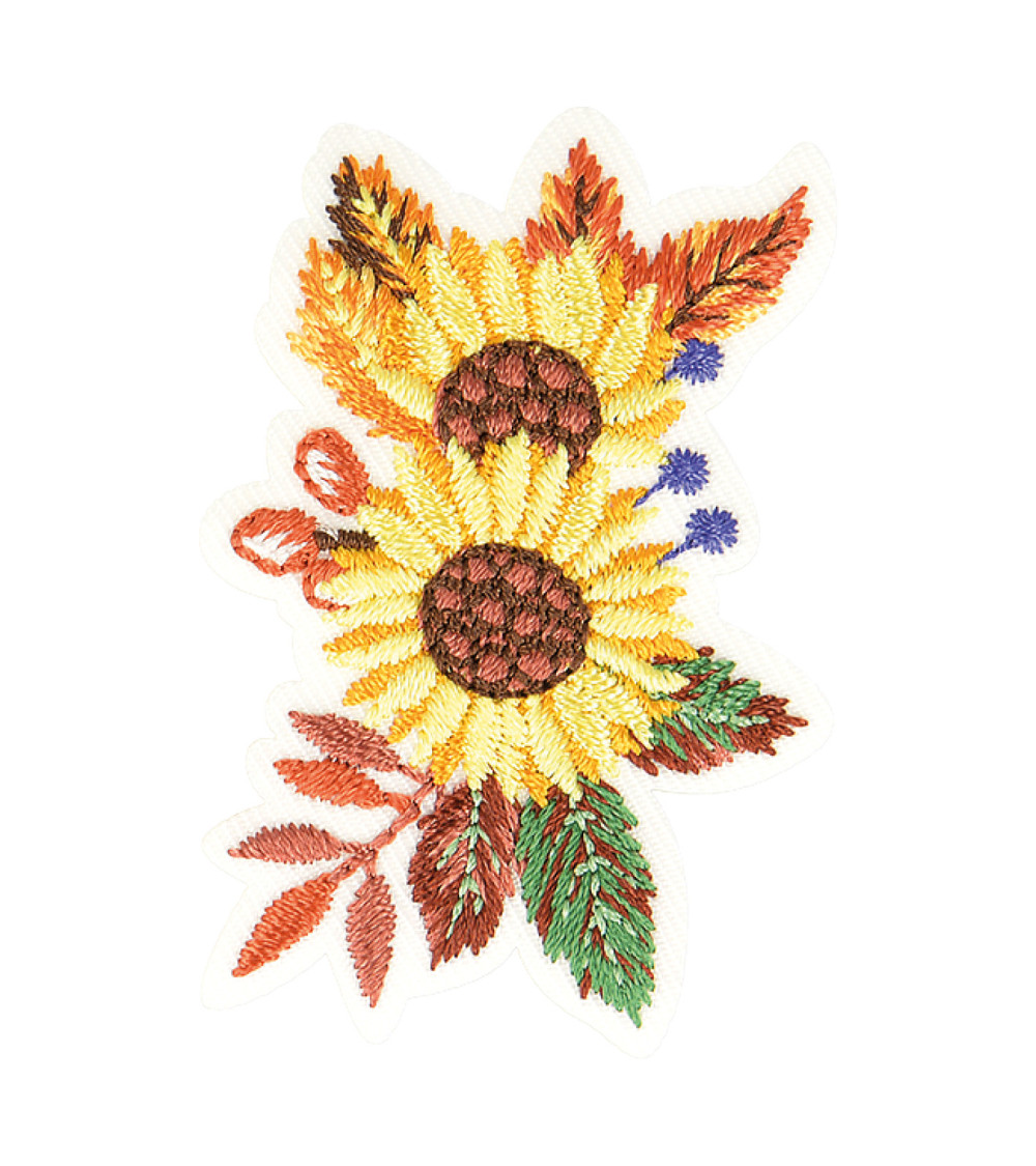 Lot de 3 écussons thermocollants d'automne tournesol 5cm x 3cm