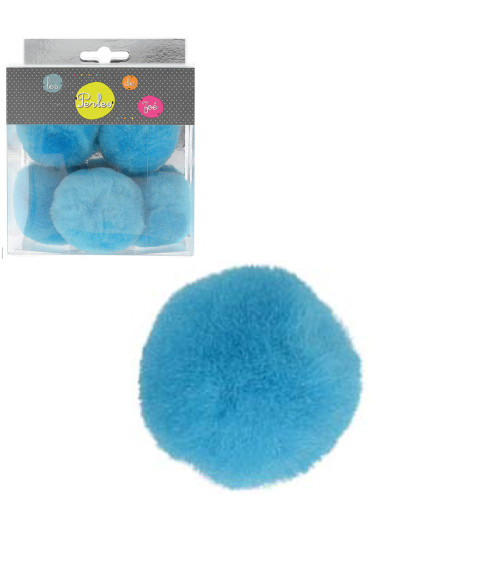 Set of 5 small pompoms 5cm Turquoise