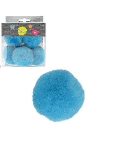 Set of 5 small pompoms 5cm Turquoise