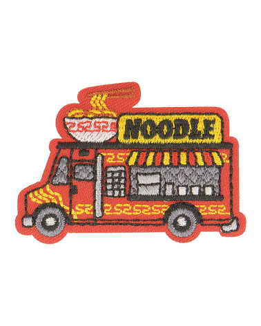 Set of 3 iron-on food truck noodles patches 4.5cm x 3.5cm