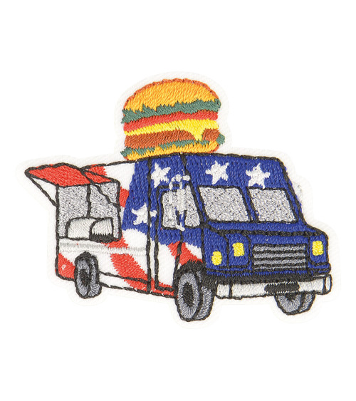 Set of 3 hamburger food truck iron-on patches 4.5cm x 4cm