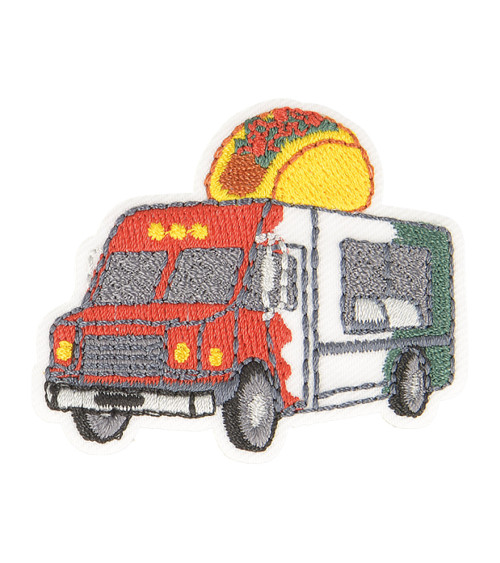 Set of 3 iron-on food truck taco patches 4.5cm x 3.5cm