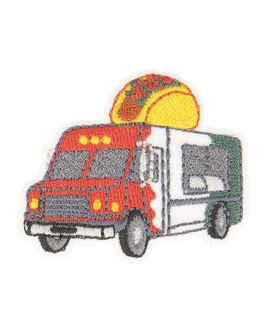 Set of 3 iron-on food truck taco patches 4.5cm x 3.5cm