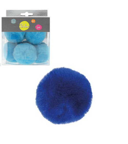 Lot de 5 petits pompons 5cm Marine