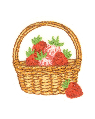 Set of 3 iron-on patches the farm basket strawberries 4.5cm x 4cm