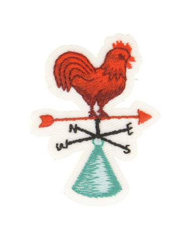 Set of 3 iron-on farm rooster weather vane badges 5.5cm x 4.5cm