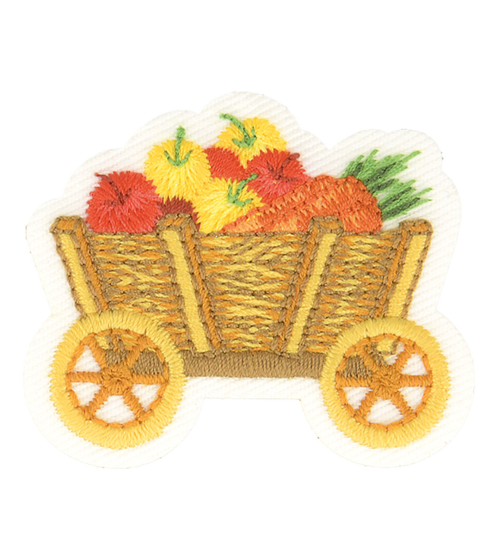 Set of 3 iron-on badges the wheelbarrow farm 4.5cm x 4cm