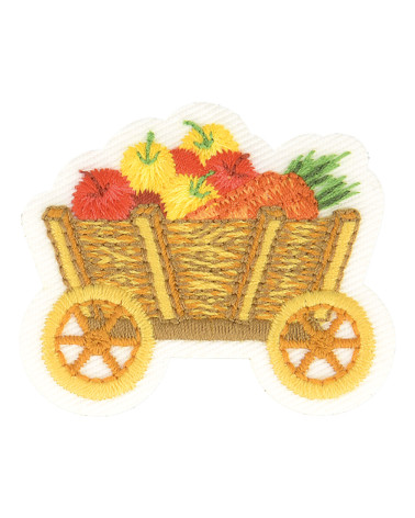 Set of 3 iron-on badges the wheelbarrow farm 4.5cm x 4cm