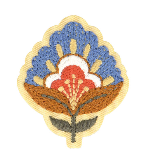 Set of 3 blue Nordic flower iron-on patches 5cm x 4cm