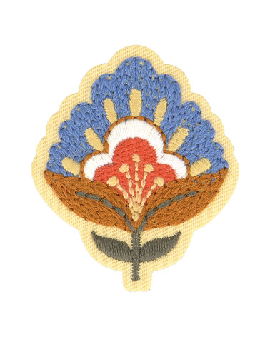 Set of 3 blue Nordic flower iron-on patches 5cm x 4cm