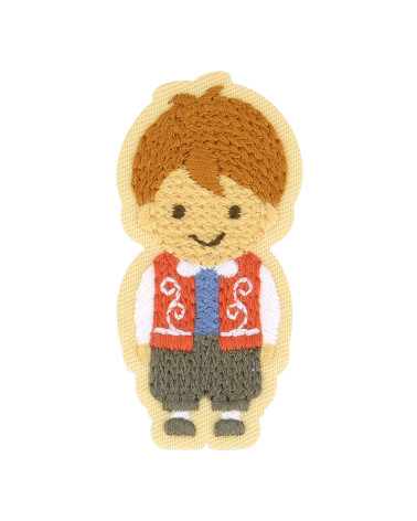 Set of 3 Nordic garden iron-on patches little boy 6cm x 3cm