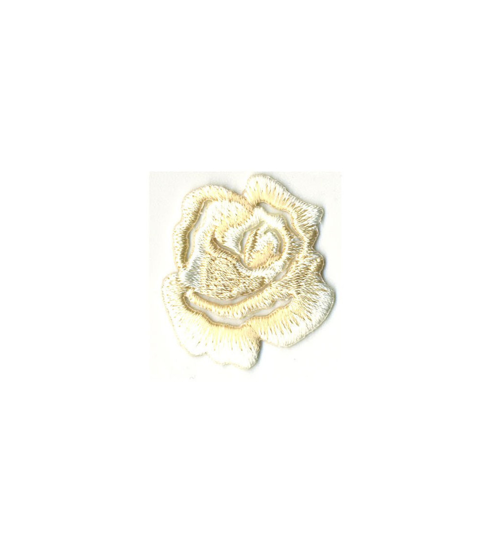 Small ecru rose iron-on patch