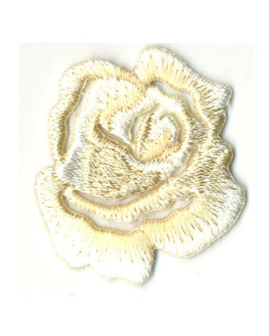 Small ecru rose iron-on badge