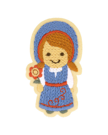 Set of 3 iron-on patches Nordic garden little girl 5.5cm x 3.5cm