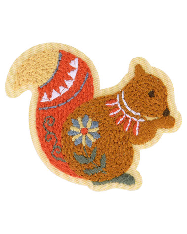 Set of 3 Nordic garden squirrel iron-on patches 6cm x 4.5cm