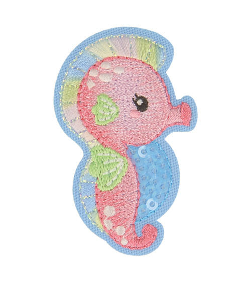 Set of 3 seahorse aquatic iron-on patches 6.5cm x 3.5cm
