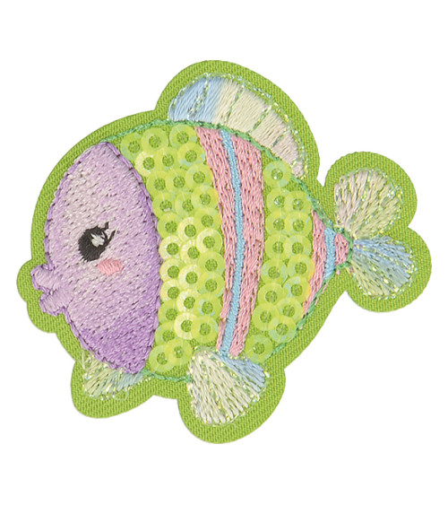 Set of 3 aquatic fish iron-on patches 5cm x 4cm