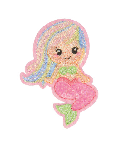Juego de 3 parches termoadhesivos acuáticos sirena rosa 6 cm x 4 cm