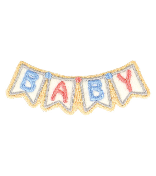 Set of 3 iron-on baby garland baby patches 6.5cm x 1.5cm