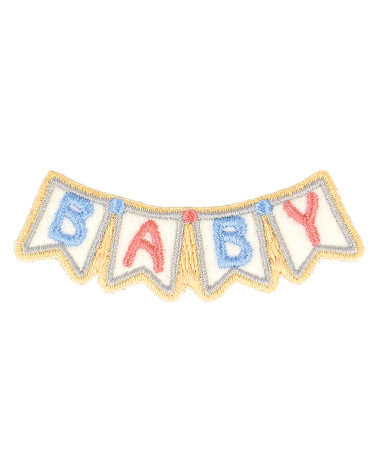 Set of 3 iron-on baby garland baby patches 6.5cm x 1.5cm