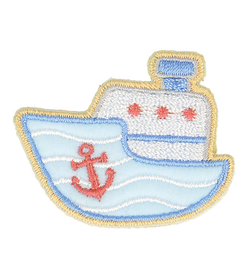 Set of 3 iron-on baby ship patches 7cm x 3.5cm