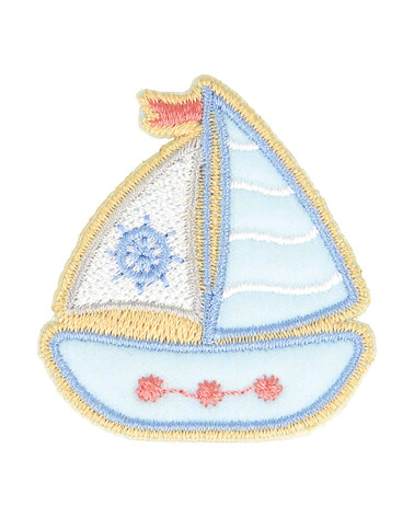 Set of 3 iron-on baby small boat patches 4cm x 3.5cm