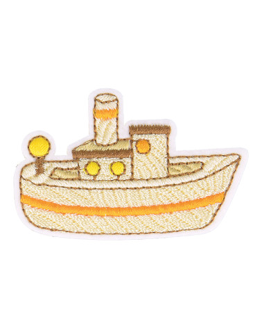 Set di 3 toppe termoadesive barca giocattolo in legno 4,5 cm x 3 cm