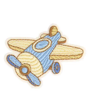 Set of 3 iron-on wooden toy airplane patches 4.5cm x 3cm