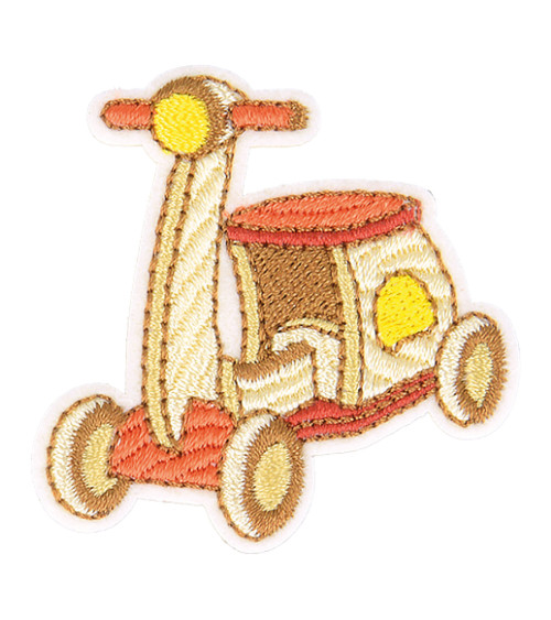 Set of 3 iron-on vespa wooden toy patches 4cm x 4cm