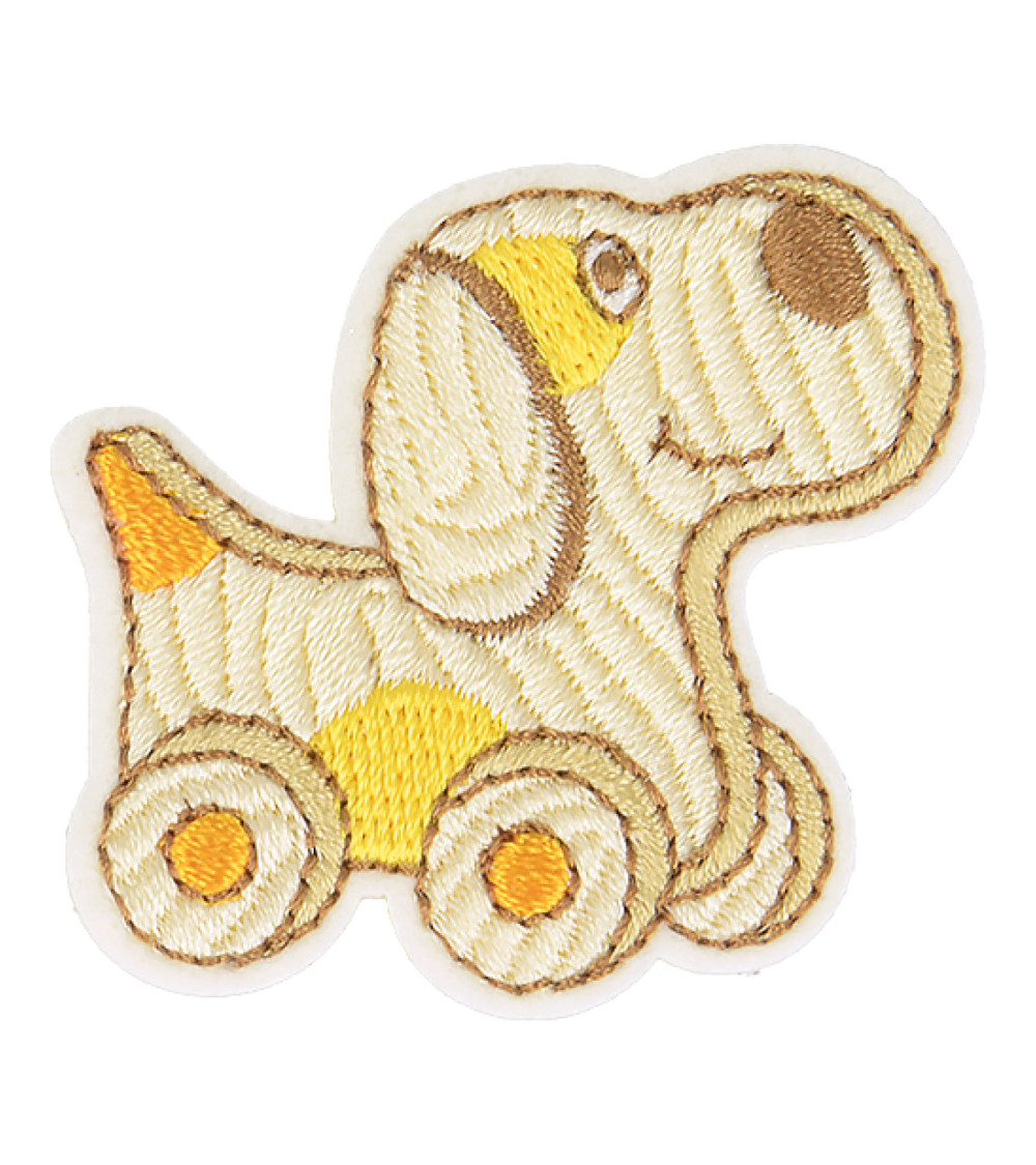 Set of 3 iron-on wooden toy dog ​​patches 4.5cm x 3cm