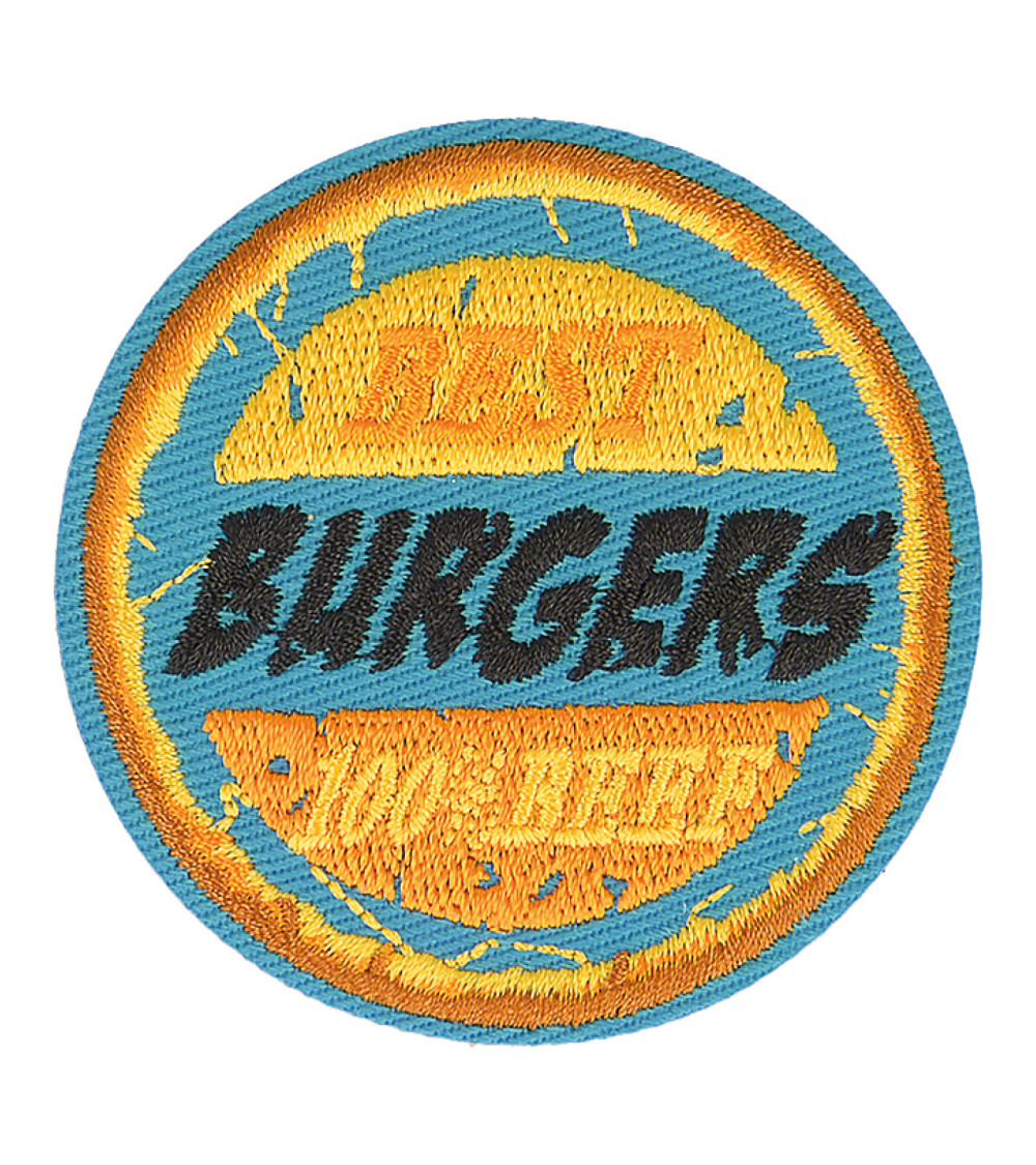Set of 3 best burgers retro sports iron-on patches 5cm x 5cm