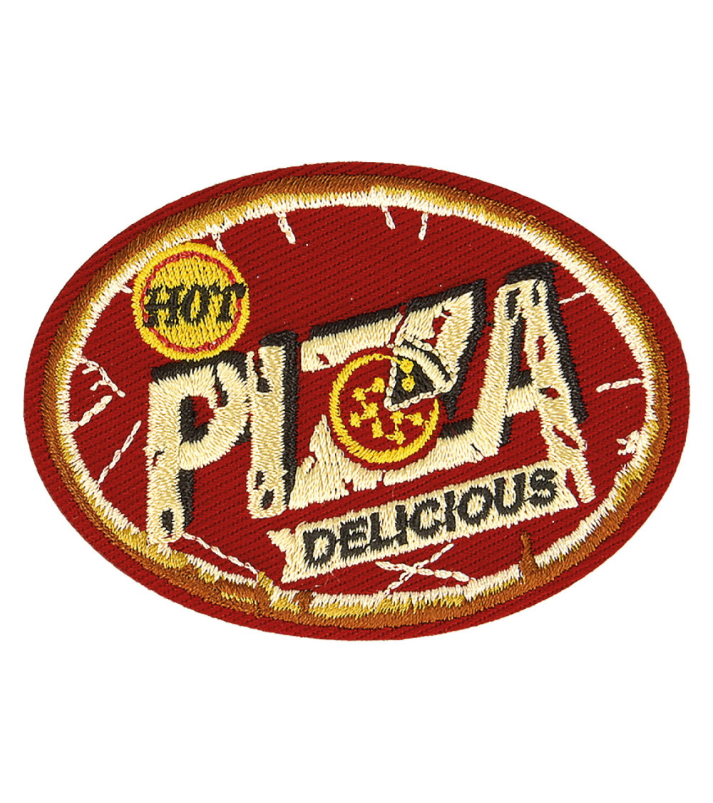 Set of 3 retro pizza sports iron-on patches 6.5cm x 5cm