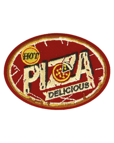 Set of 3 retro pizza sports iron-on patches 6.5cm x 5cm