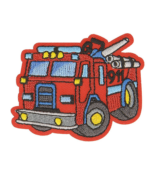 Set of 3 iron-on fire vehicle badges 5cm x 3.5cm