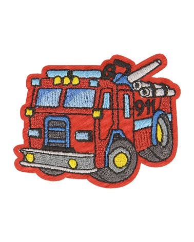 Set of 3 iron-on fire vehicle badges 5cm x 3.5cm