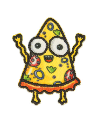 Set of 3 fun pizza iron-on patches 5cm x 4cm