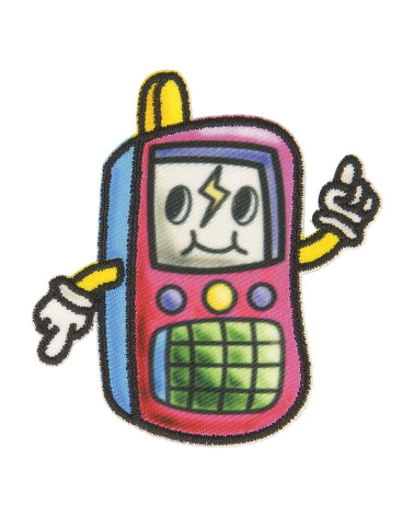 Set of 3 fun telephone iron-on patches 5.5cm x 5cm