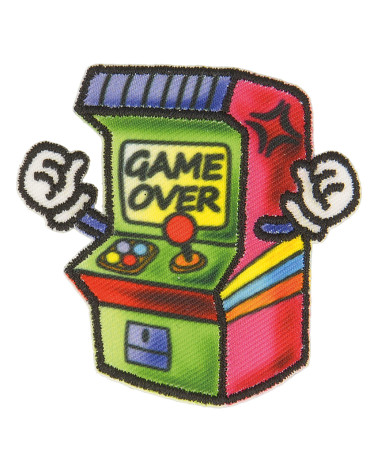 Set of 3 fun arcade iron-on badges 5.5cm x 5.5cm