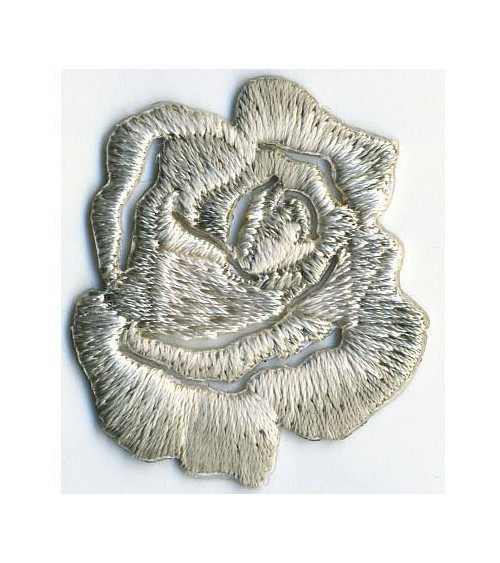 Small gray rose iron-on patch