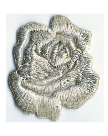 Small gray rose iron-on patch