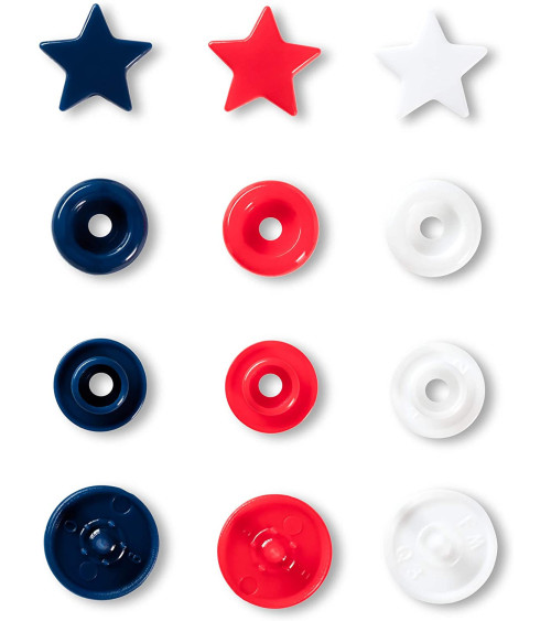 Prym Love star snap button red white navy blue