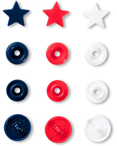 Prym Love star snap button red white navy blue