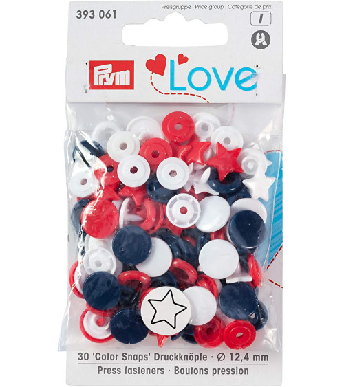 Bouton pression Prym Love étoile rouge blanc bleu marine