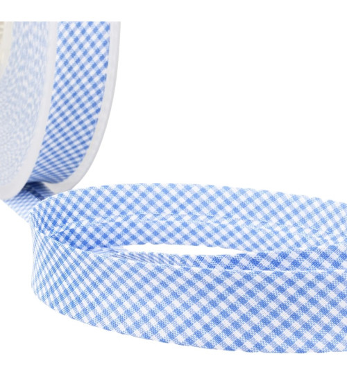 Biais Vichy tissé polyester et coton 30mm au mètre