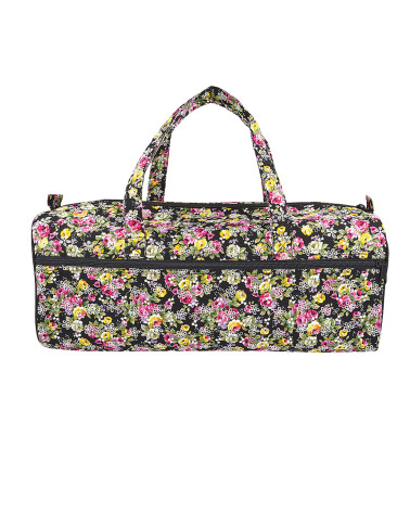 Stricktasche mit bestickten Blumen, schwarzem Hintergrund, 44 x 17 x 14 cm