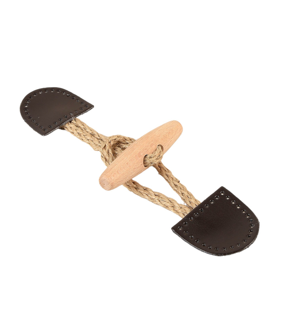 Set of 4 dark brown faux leather frogs 17cm