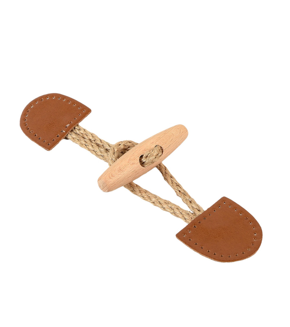 Set of 4 camel brown faux leather frogs 17cm